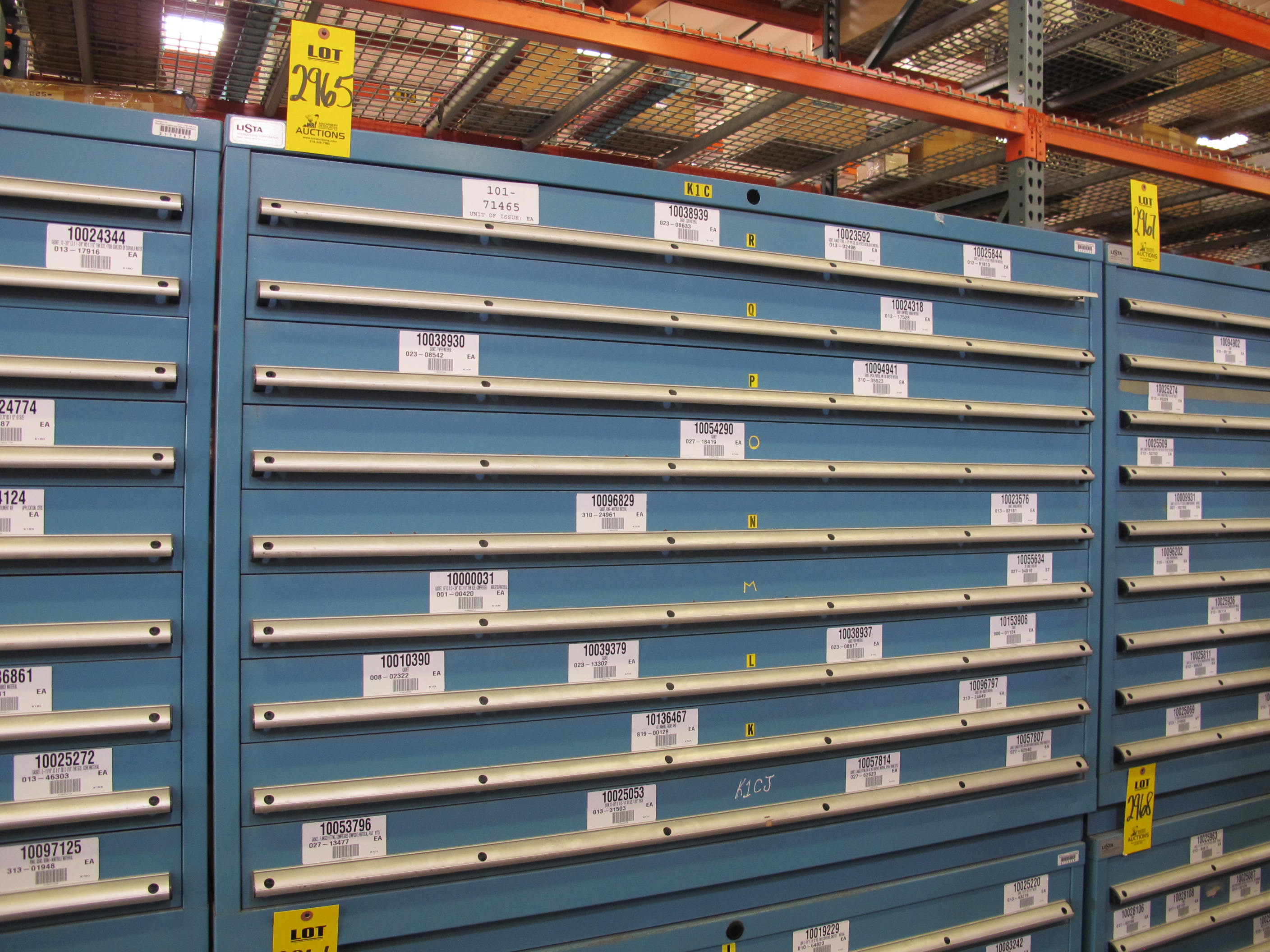 LISTA HEAVY DUTY 9-DRAWER PARTS CABINET W/ CONTENTS (W-50) LOADING & HANDLING FEE $25-